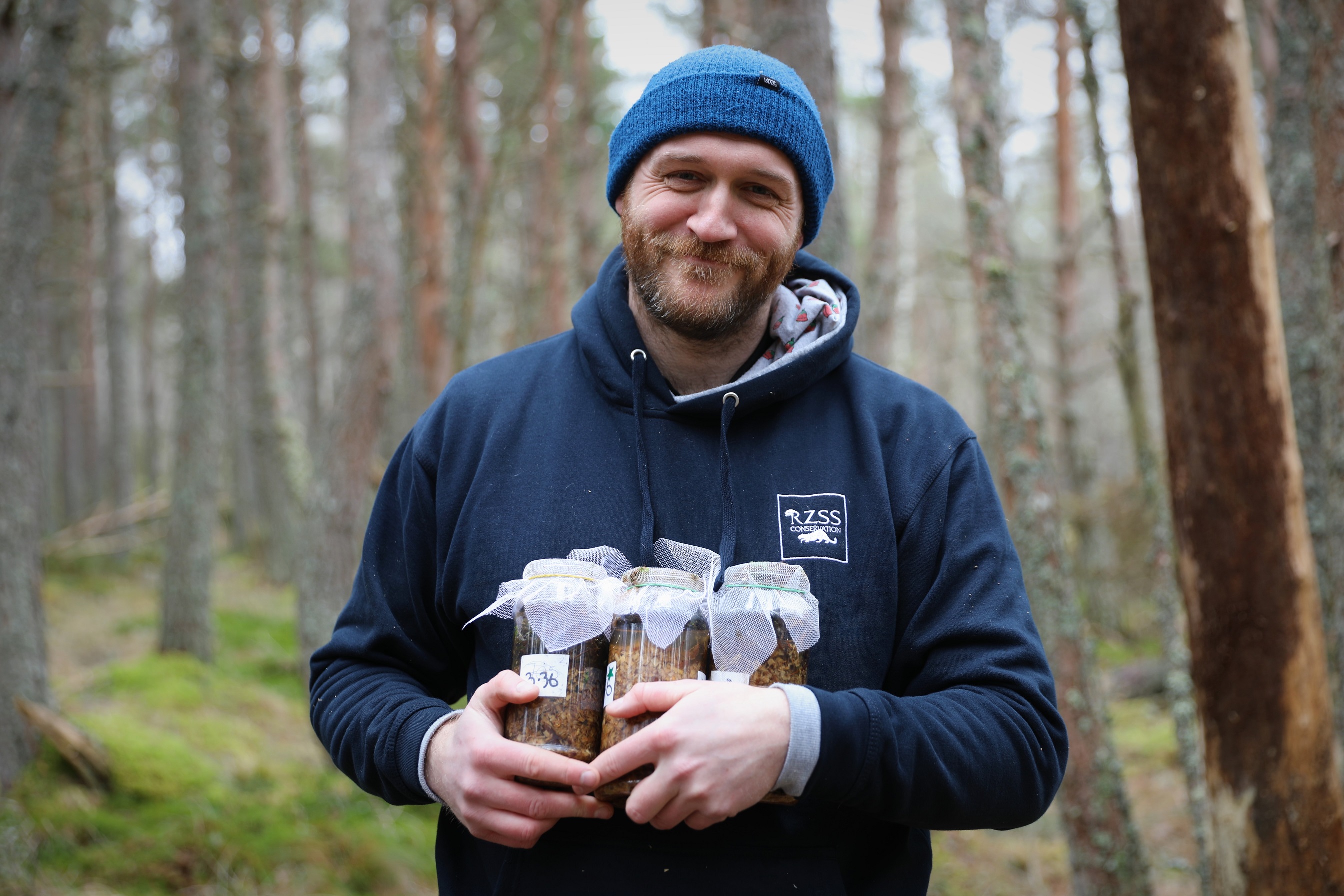 Carl Allott at pine hoverfly release in the Cairngorms

IMAGE: Jess Wise 2021
